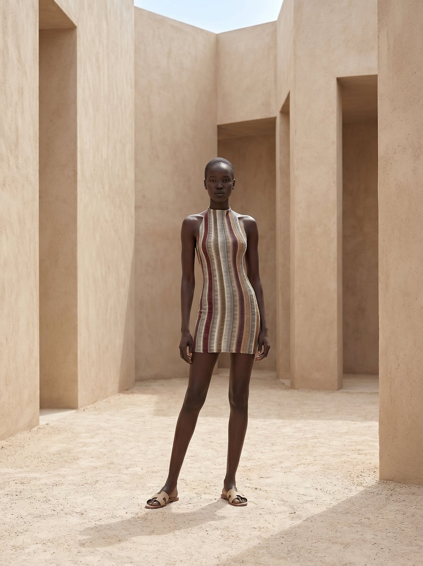 MERZOUGA KURZES KLEID ZUM BINDEN AM HALSAUSSCHNITT