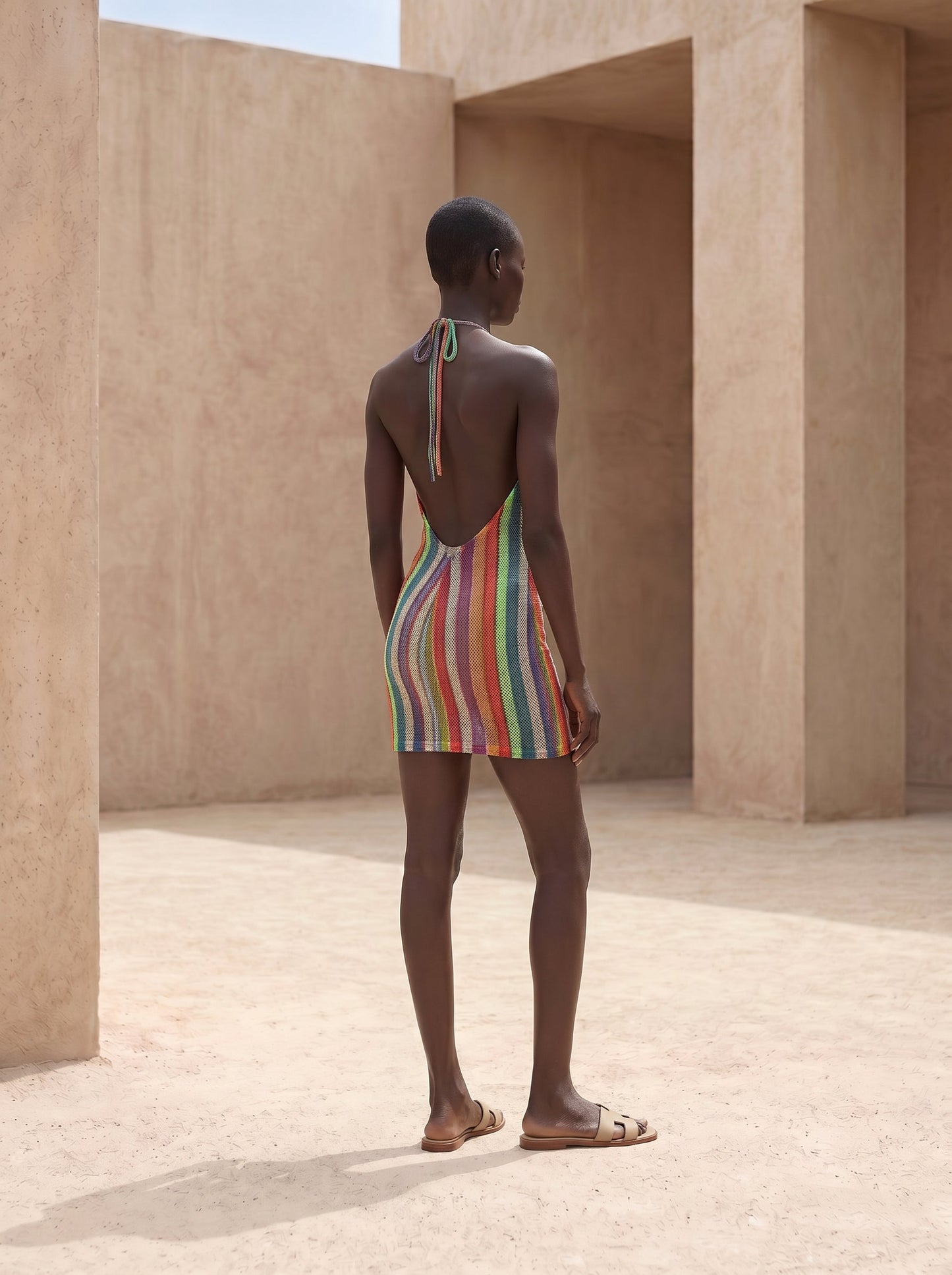 CASABLANCA HALTER NECK SHORT DRESS