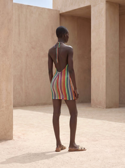 CASABLANCA HALTER NECK SHORT DRESS