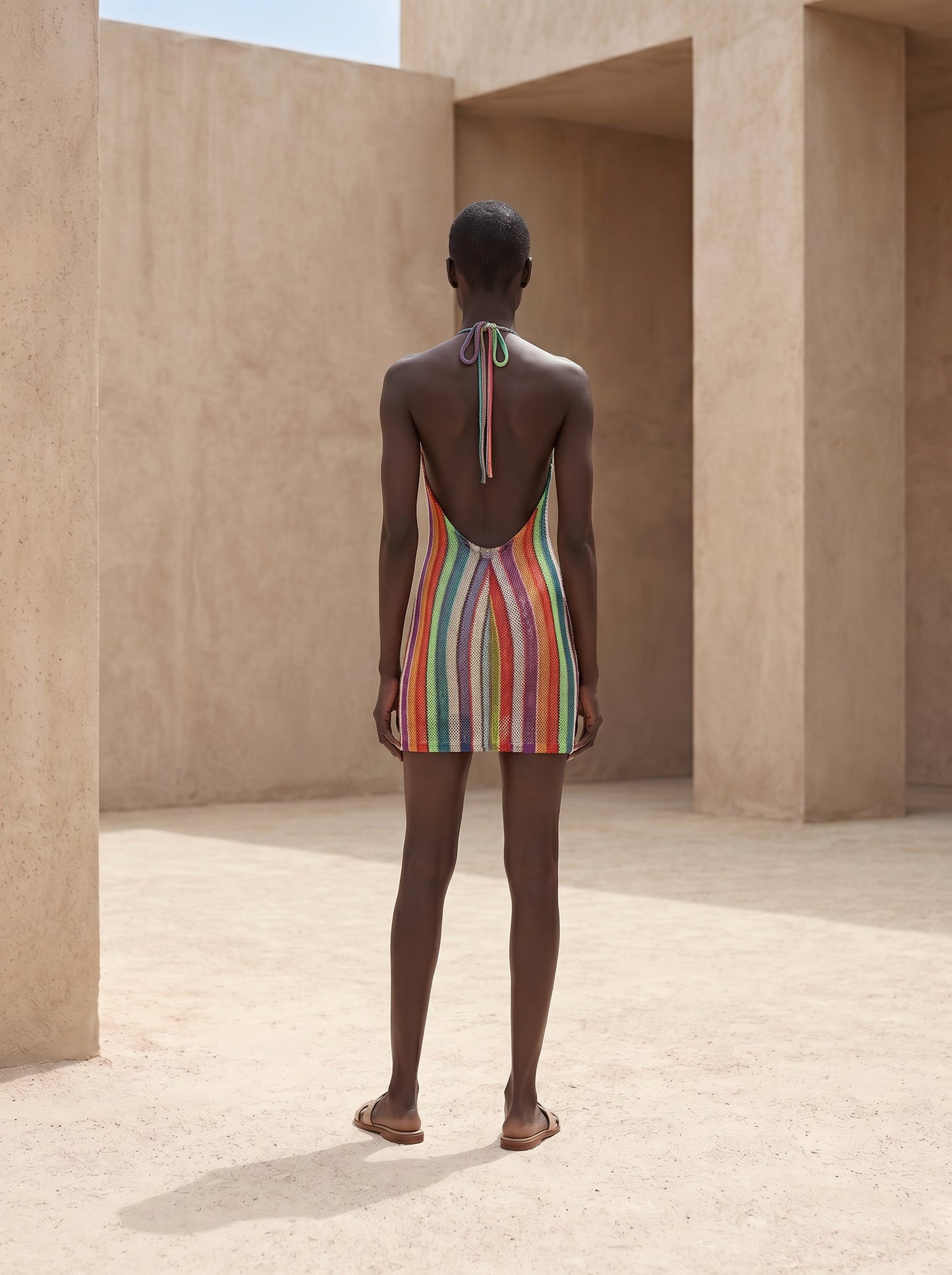 CASABLANCA HALTER NECK SHORT DRESS