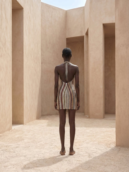 MERZOUGA KURZES KLEID ZUM BINDEN AM HALSAUSSCHNITT