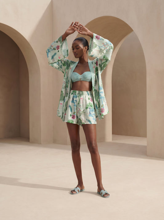 ST. TROPEZ SHORT KIMONO & SHORTS SET