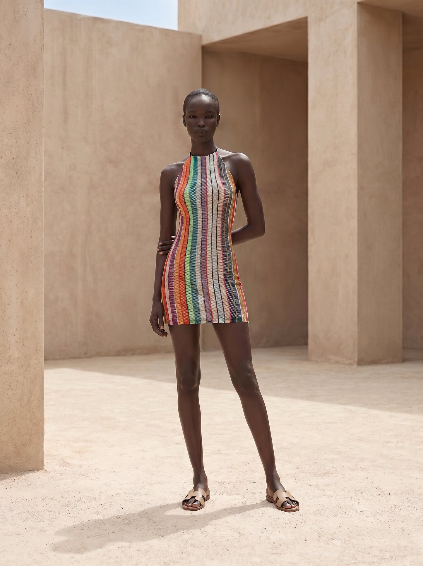 CASABLANCA HALTER NECK SHORT DRESS