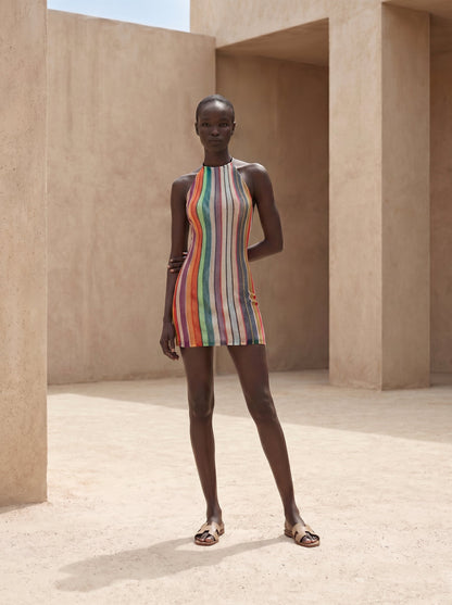 CASABLANCA HALTER NECK SHORT DRESS