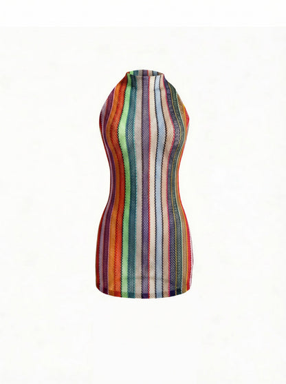 CASABLANCA HALTER NECK SHORT DRESS