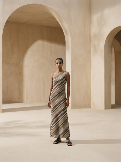 MERZOUGA LANGES EIN-SCHULTER-KLEID