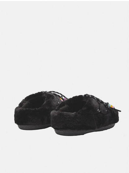 MULE BLACK FAUX FUR BEADS