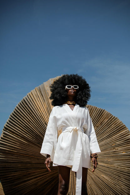 La Pause Weißer kurzer Kimono
