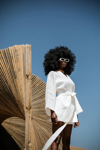 La Pause Weißer kurzer Kimono