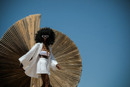 La Pause Weißer kurzer Kimono