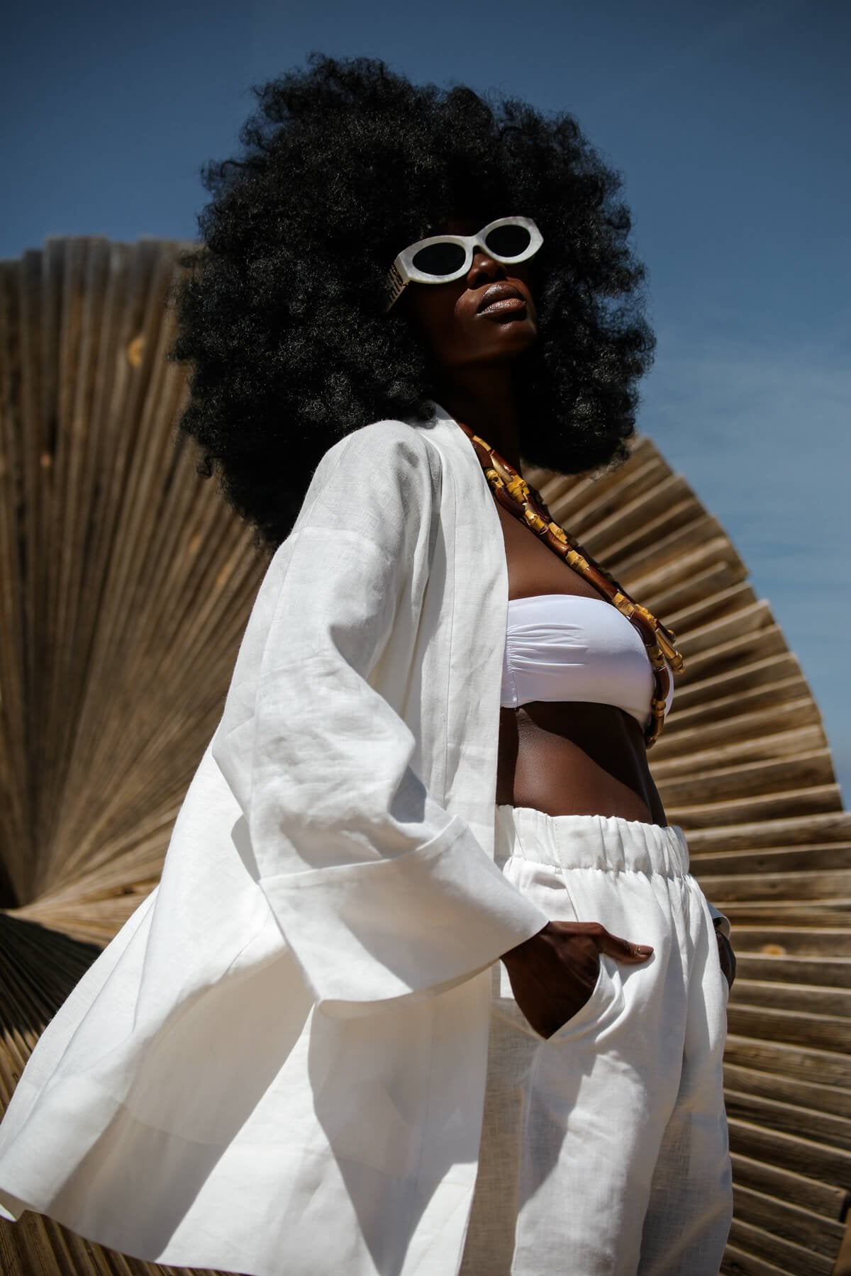 La Pause Weißer kurzer Kimono