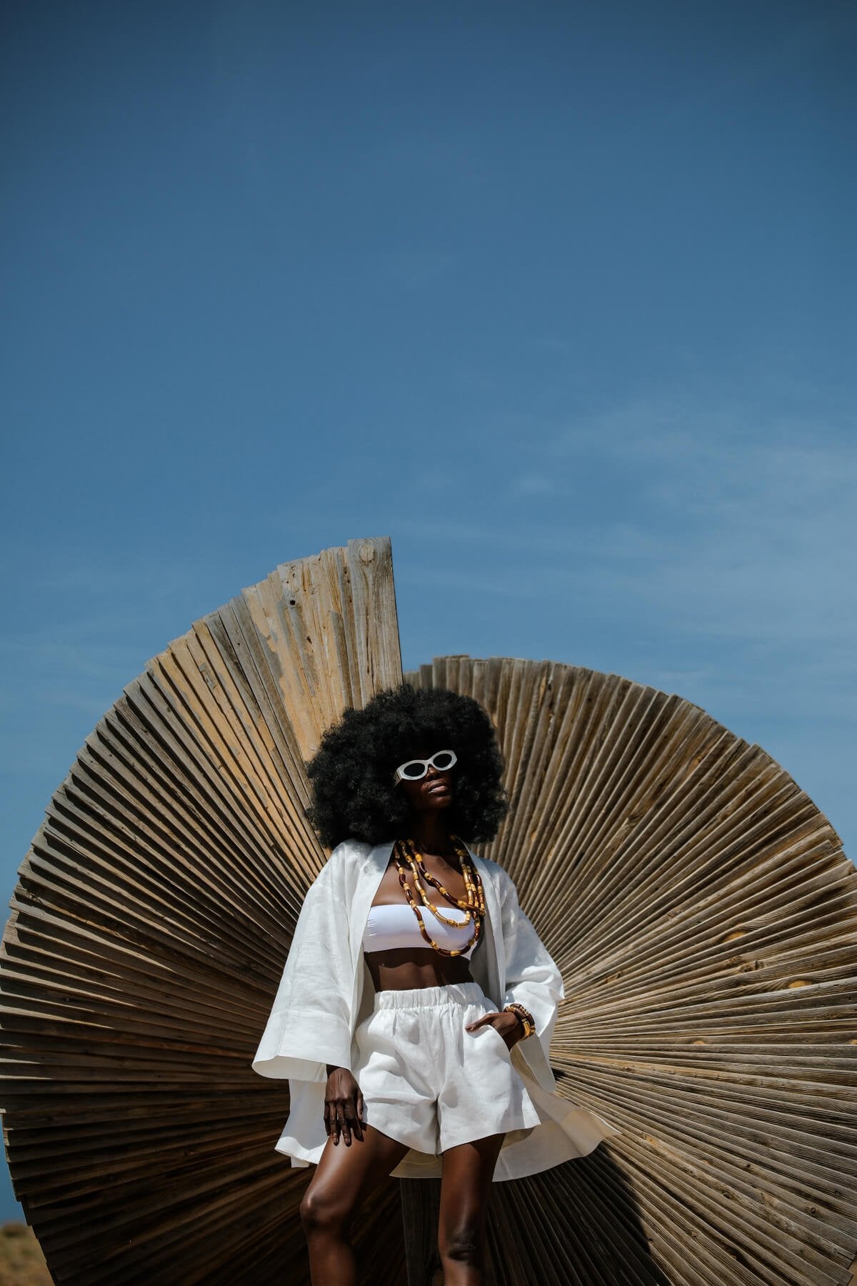 La Pause Weißer kurzer Kimono