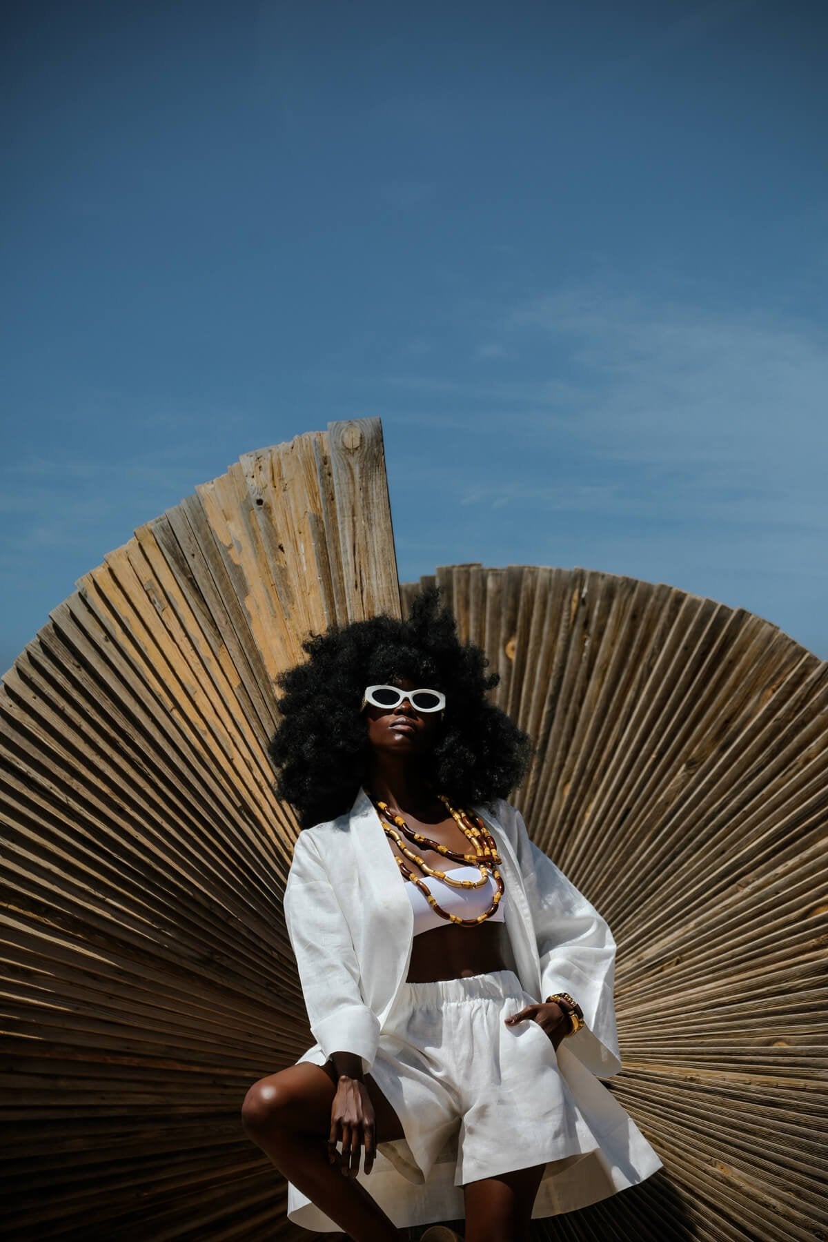 La Pause Weißer kurzer Kimono