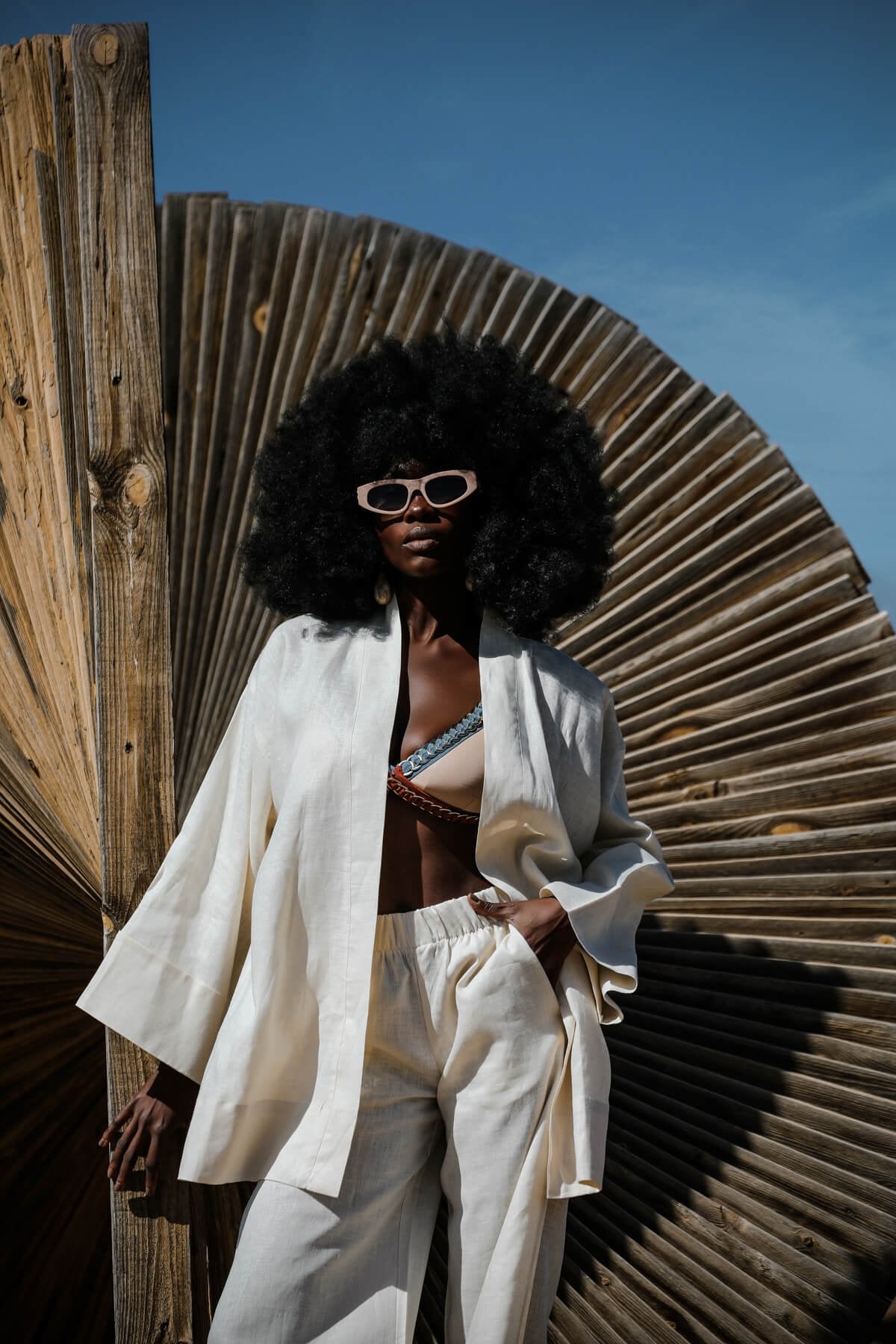 La Pause Cream Short Kimono