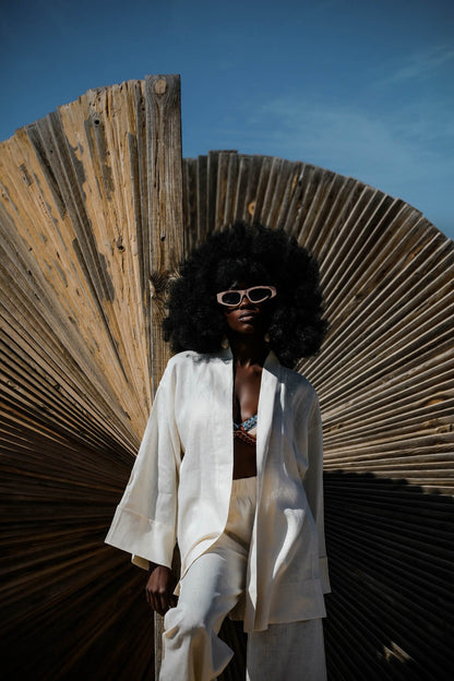 La Pause Cream Short Kimono