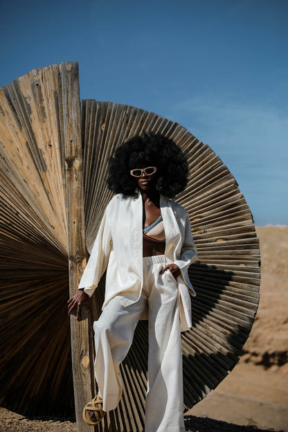 La Pause Cream Short Kimono