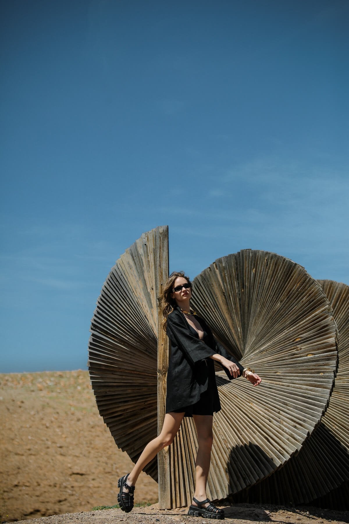 La Pause Schwarzer kurzer Kimono