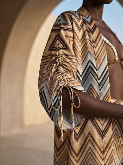 MONACO GATHERED LONG KIMONO