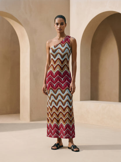 NOMAD Langes Kleid mit One-Shoulder-Träger
