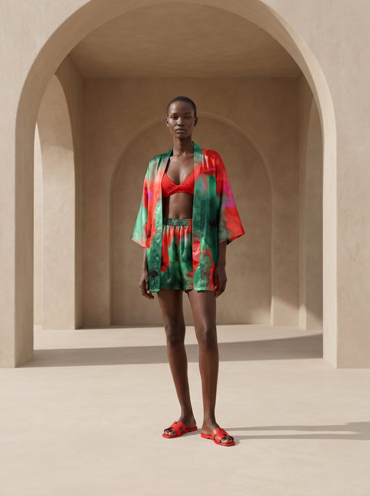 SANTORINI KURZES KIMONO & SHORTS SET