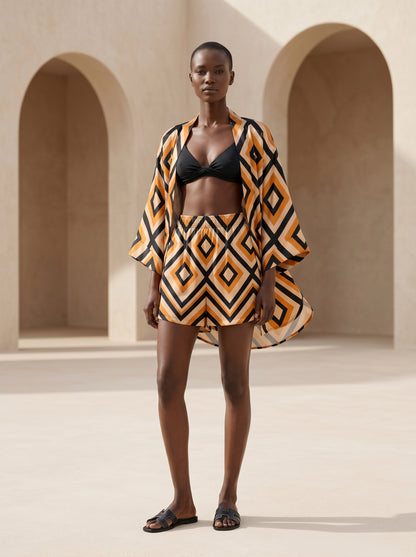 NAXOS KURZER KIMONO- UND SHORTS-SET
