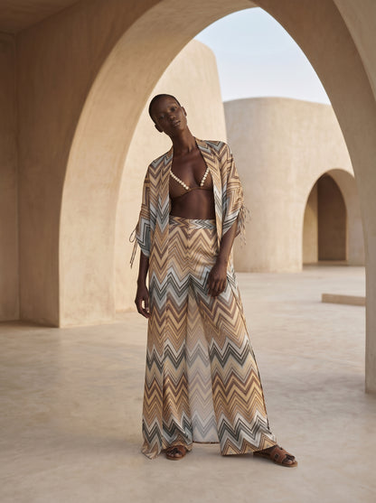 MONACO GATHERED LONG KIMONO