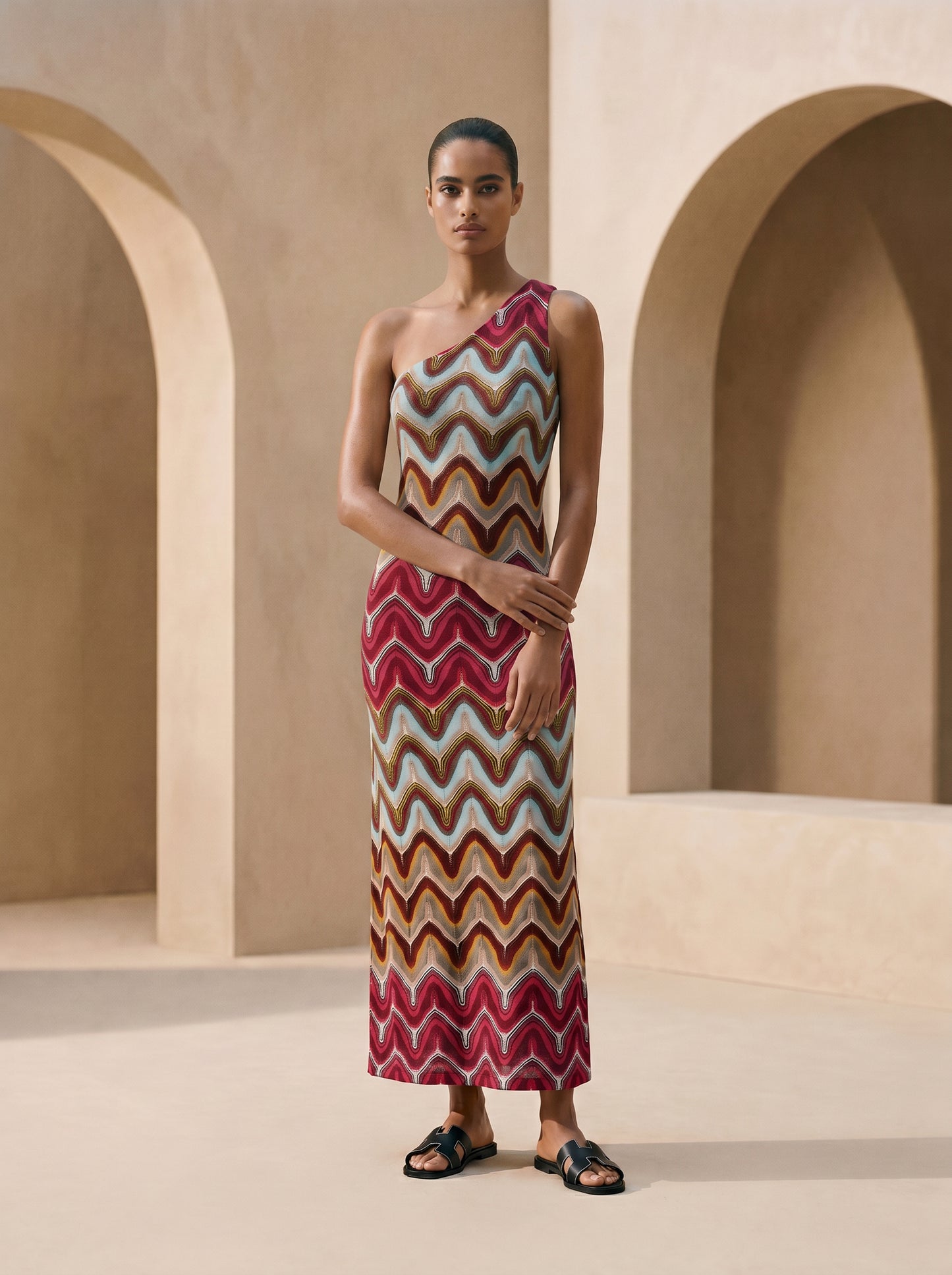 NOMAD Langes Kleid mit One-Shoulder-Träger
